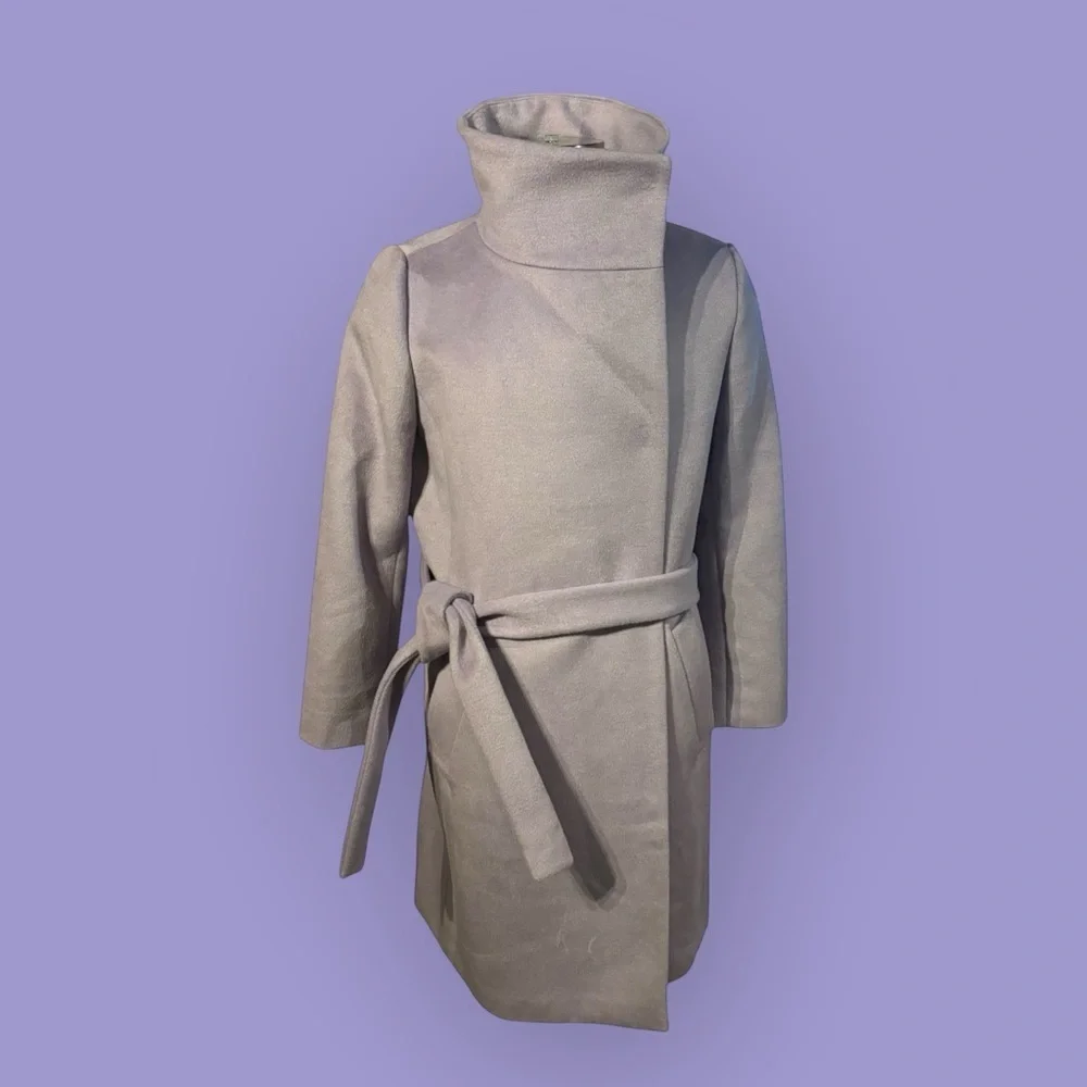 Ann Taylor 🛍️ Belted Funnel Neck Coat Trench Coat